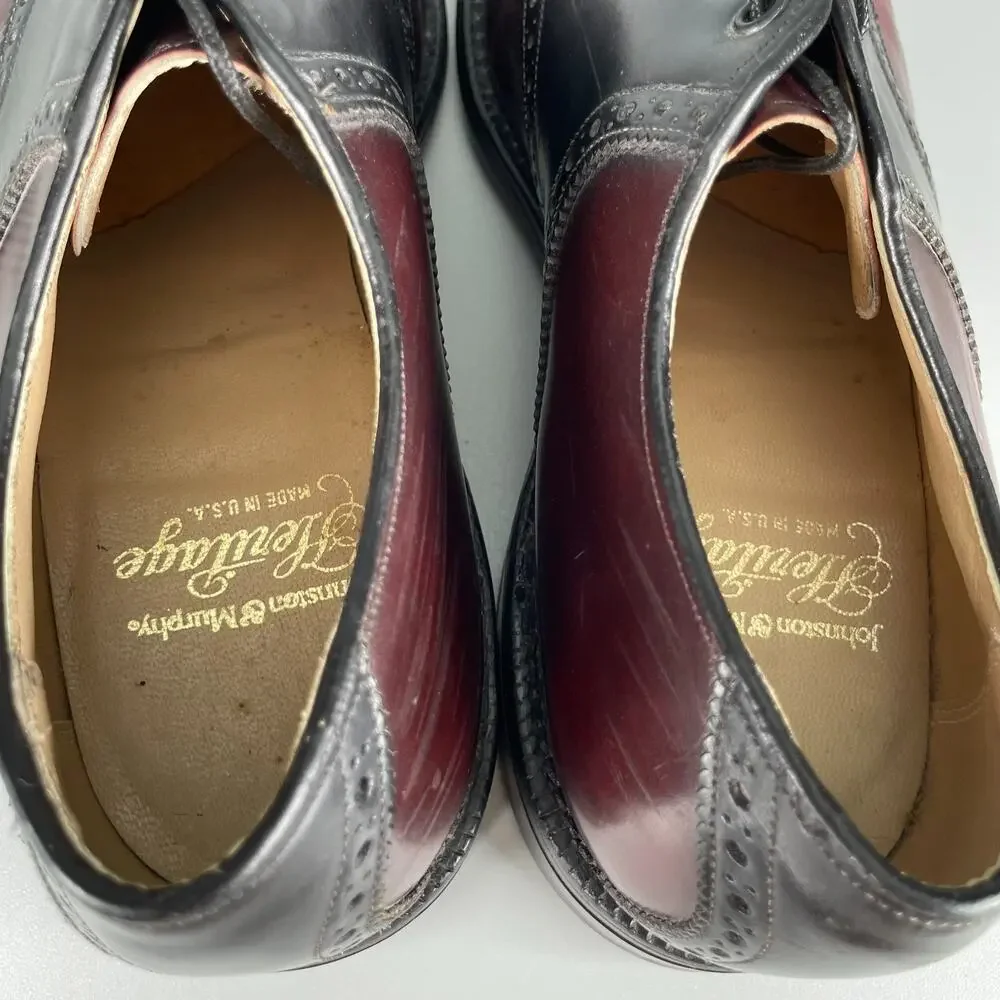 Johnston & Murphy Aristocraft Men's 7.5 Red Black Leather Saddle Dress Shoes EUC
